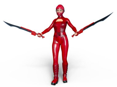 Süper kadın fencer 3d cg render