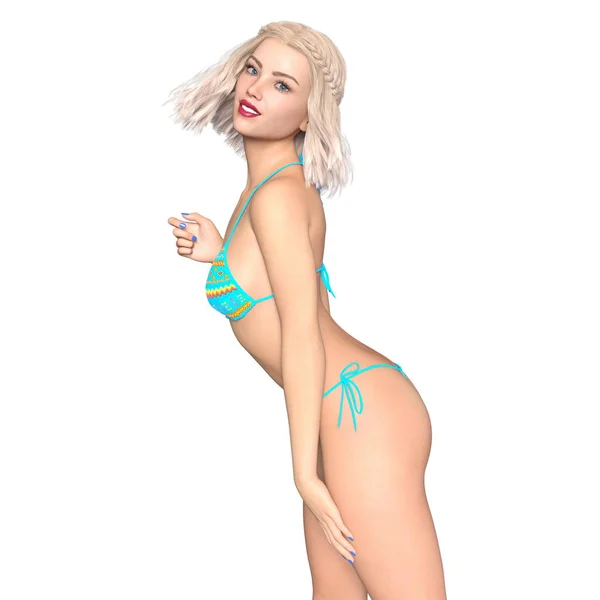 3D CG renderização de uma mulher biquíni — Fotografia de Stock