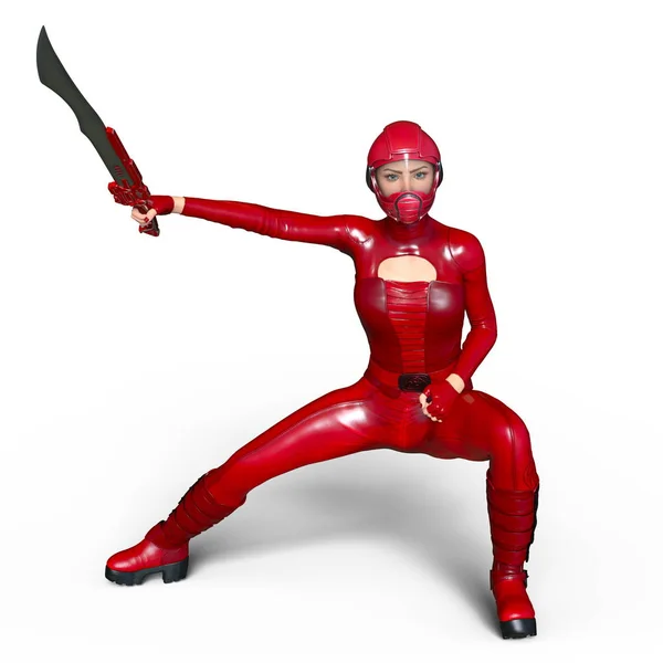 3D CG rendering of a super woman fencer — Stock Photo, Image