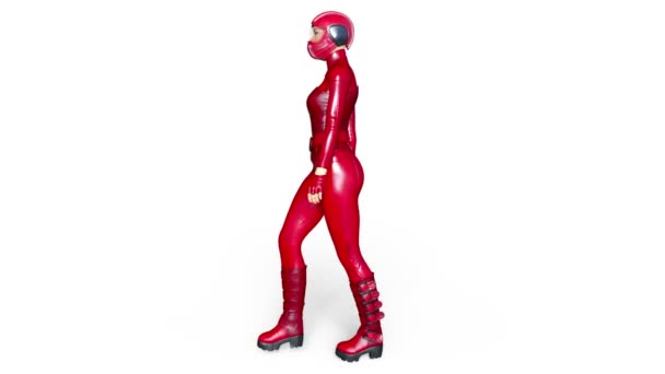 3D CG rendering of a walking super woman — Stock Video