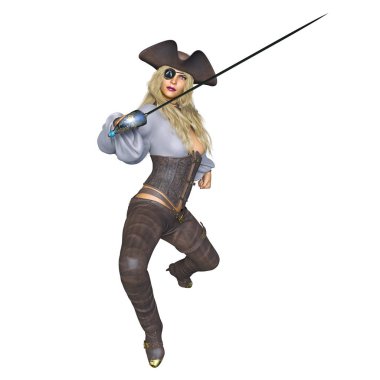 bir kadın korsan 3d cg işleme