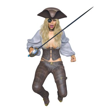 bir kadın korsan 3d cg işleme