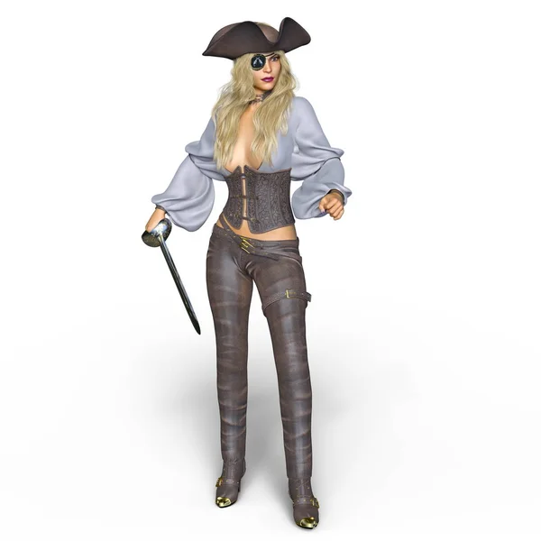 3D CG renderização de uma piratas do sexo feminino — Fotografia de Stock