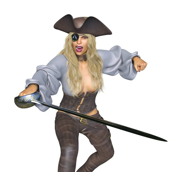 bir kadın korsan 3d cg işleme