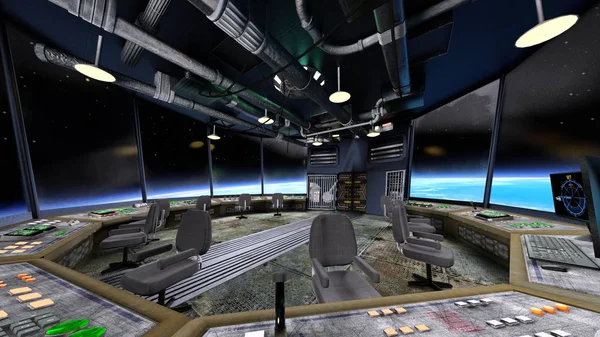 Rendering 3D CG della stazione spaziale — Foto Stock