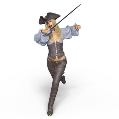 bir kadın korsan 3d cg işleme