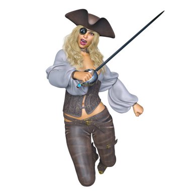 bir kadın korsan 3d cg işleme