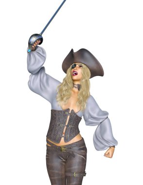 bir kadın korsan 3d cg işleme