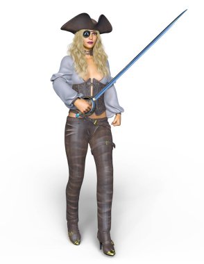 bir kadın korsan 3d cg işleme