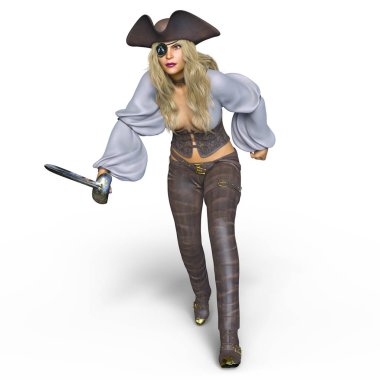 bir kadın korsan 3d cg işleme