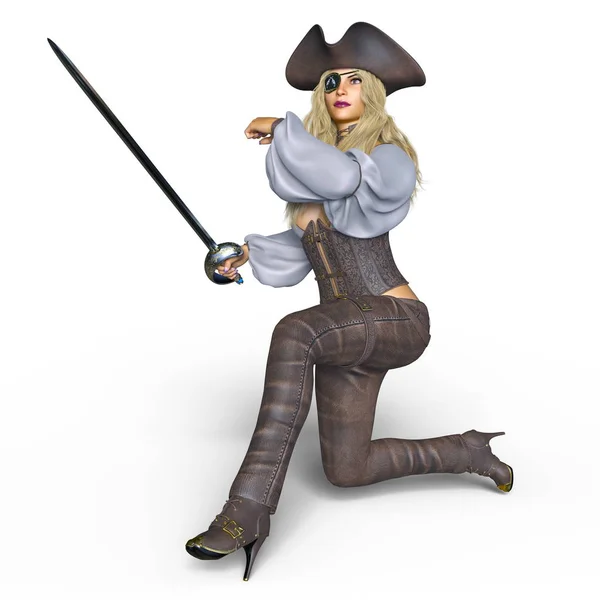 3D-cg-Darstellung einer Piratin — Stockfoto