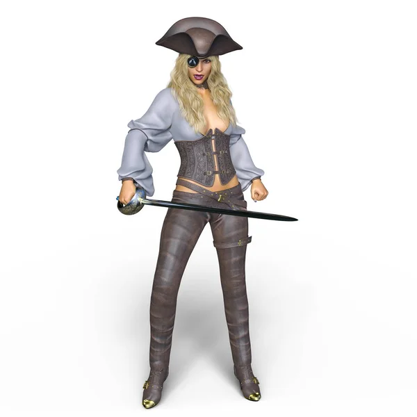 3D CG representación de una pirata femenina —  Fotos de Stock