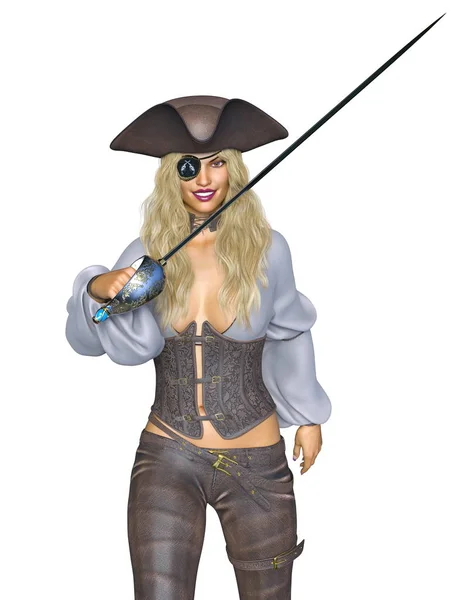 3D-cg-Darstellung einer Piratin — Stockfoto