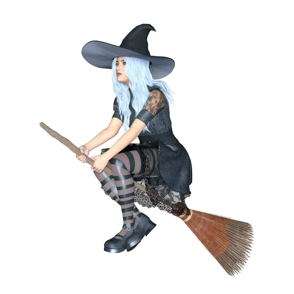 3D CG rendering of a witch costume woman — Stock Photo, Image