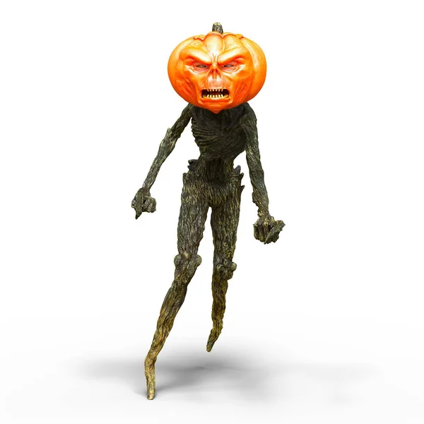 Rendering 3D CG di un mostro testa di zucca — Foto Stock