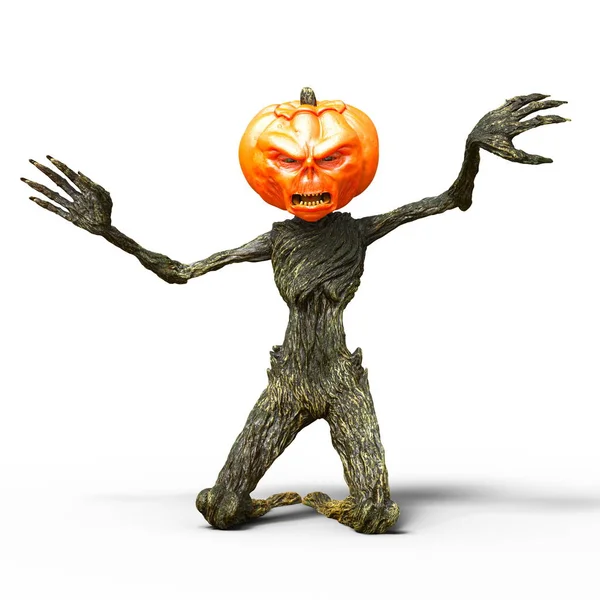 3D cg-rendering av en pumpkin head monster — Stockfoto