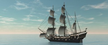 bir yelkenli tekne 3d cg render