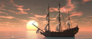 bir yelkenli tekne 3d cg render