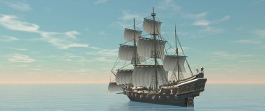 bir yelkenli tekne 3d cg render