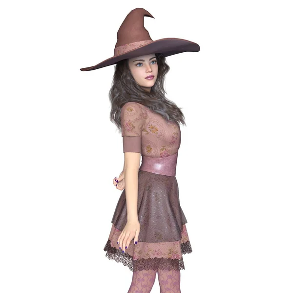 3D CG representación de una mujer disfraz de bruja —  Fotos de Stock