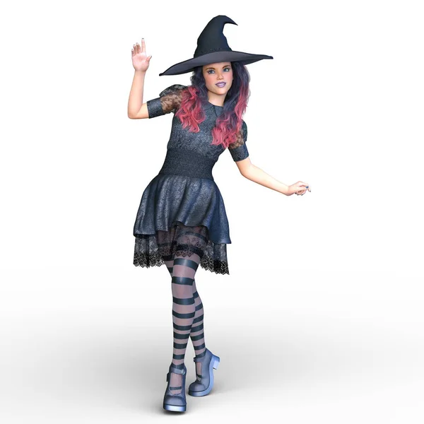 3D 3D rendu d'une femme costume de sorcière — Photo