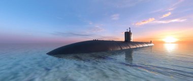 bir denizaltı 3d cg render