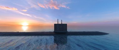 bir denizaltı 3d cg render