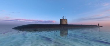 bir denizaltı 3d cg render