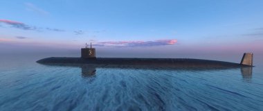 bir denizaltı 3d cg render