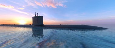 bir denizaltı 3d cg render