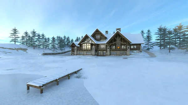 3D CG representación de la casa de campo —  Fotos de Stock