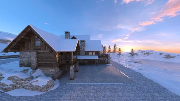 3D CG rendering of the cottage — Stock Photo, Image