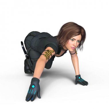 bir kadın savaşçı 3d cg render