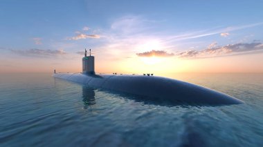 bir denizaltı 3d cg render