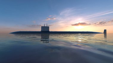 bir denizaltı 3d cg render