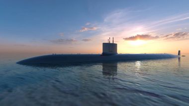 bir denizaltı 3d cg render