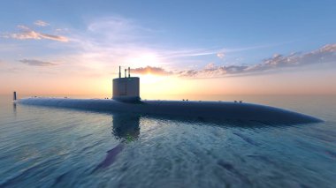 bir denizaltı 3d cg render