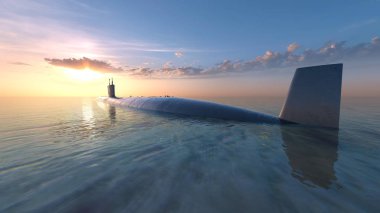 bir denizaltı 3d cg render