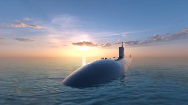 bir denizaltı 3d cg render