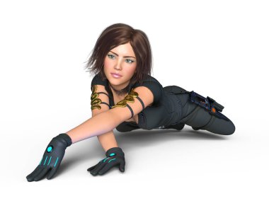 bir kadın savaşçı 3d cg render