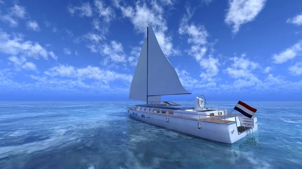 Renderowania 3D cg jachtu — Zdjęcie stockowe