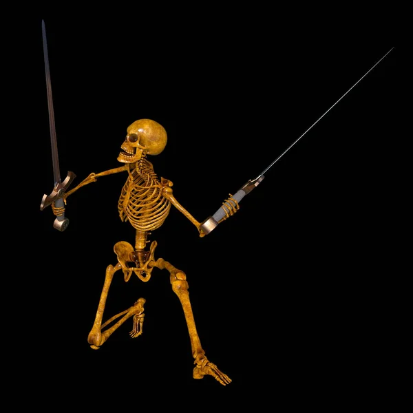 3d cg 渲染的骨架的击剑手 — 图库照片