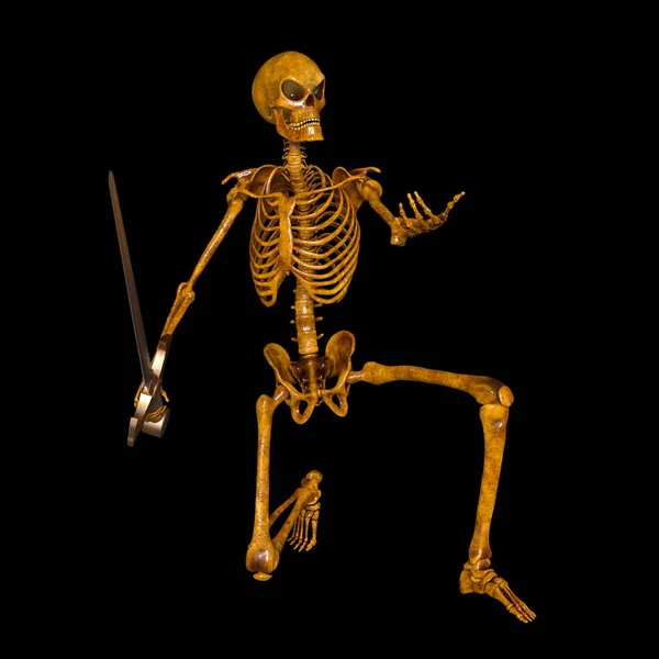 Renderingu 3D cg szkielet szermierz — Zdjęcie stockowe