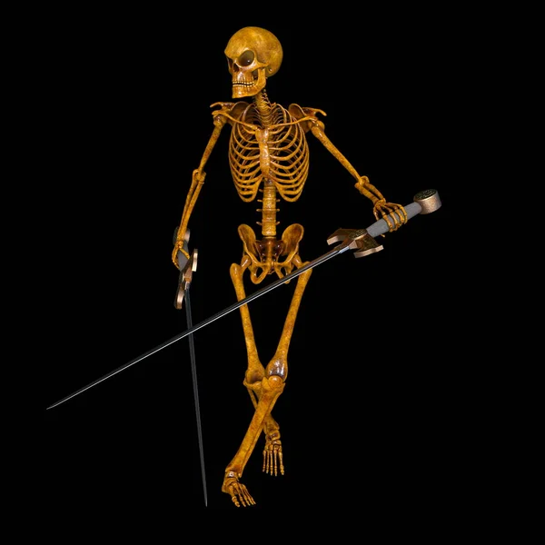 Iskelet bir eskrimci 3d cg render — Stok fotoğraf