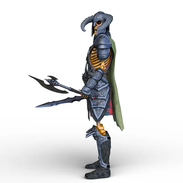3D CG рендеринг рыцаря-скелета — стоковое фото