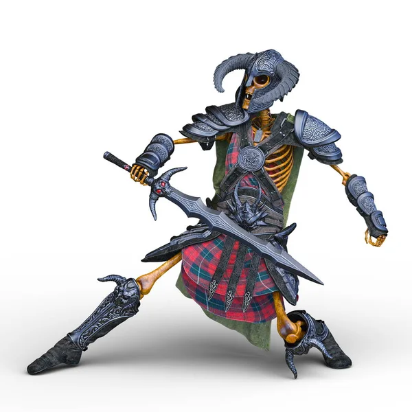3D cg Darstellung eines Skelettritters — Stockfoto