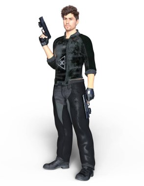 bir savaşçının 3d cg işleme