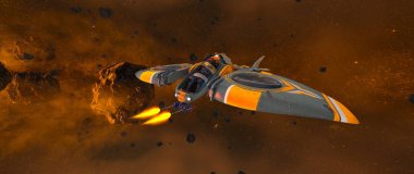 bir uzay gemisi 3d cg render