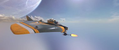 bir uzay gemisi 3d cg render