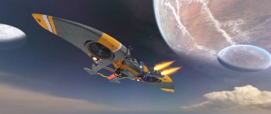 bir uzay gemisi 3d cg render